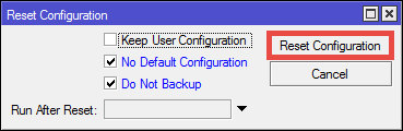 Πως αφαιρούμε το default configuration στο RouterOS