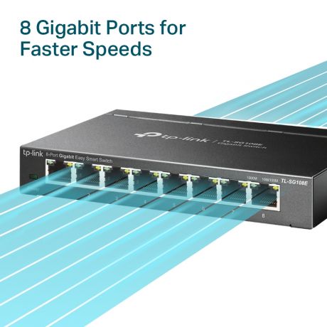 TP-LINK SWITCH TL-SG108E, 8 PORT, 10/100/1000 MBPS