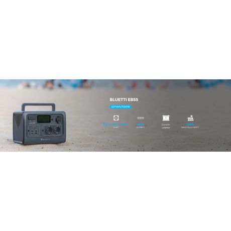 BLUETTI Power Station EB55, 700W AC Outlet 537Wh
