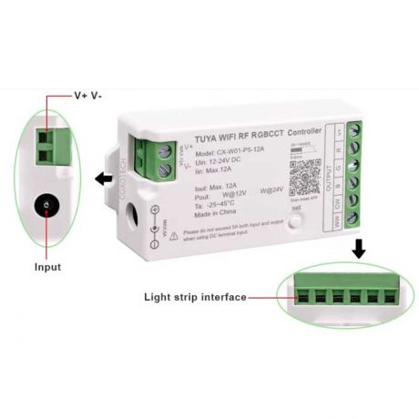 BMC Controller WiFi Tuya RF για ταινιες COD LED RGBCCT απο 12v -24v - BCWR5CC