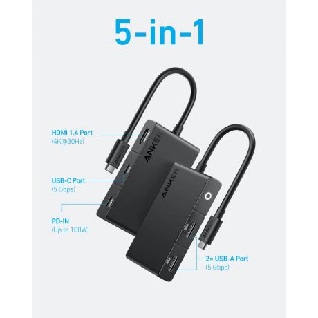 ANKER Hub 332 USB-C 5-in-1, 4K HDMI