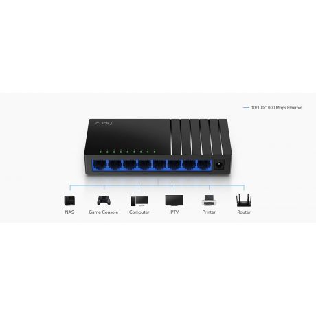 CUDY Switch GS108D 8-Port Gigabit Unmanaged Plastic