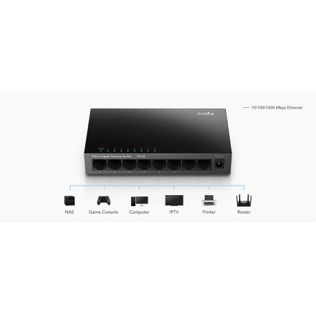 CUDY Switch GS108 8-Port Gigabit Unmanaged Metal