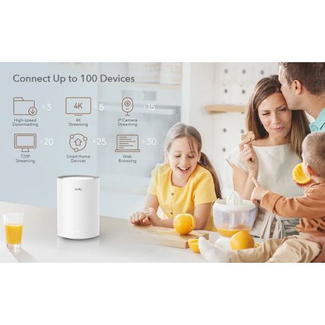 CUDY Mesh Wi-Fi System M1300 AC1200 Gigabit 2 Pack