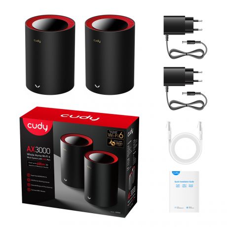 CUDY Wi-Fi 6 Mesh System M3000 AX3000 2.5G 2-Pack