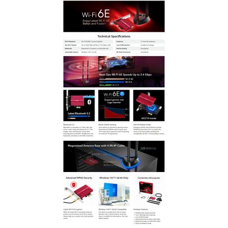 CUDY PCI-E Adapter WE4000 AX5400 Wi-Fi 6E Bluetooth 5.3