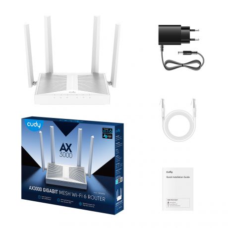 CUDY Router WR3000E Wi-Fi 6 AX3000 4 x Gigabit LAN Mesh