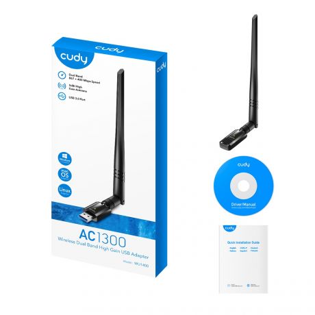 CUDY Wi-Fi High-Gain USB Adapter WU1400 AC1300