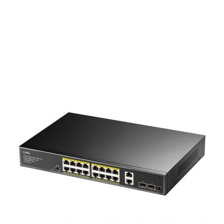 CUDY Switch GS1018PS2 16-GbE PoE with 2 Uplink GbE and 2 Uplink SFP