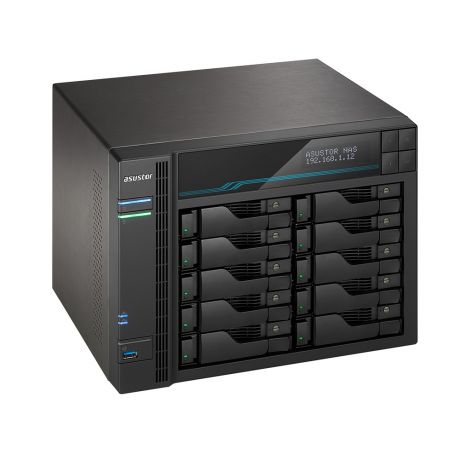 ASUSTOR NAS LOCKERSTOR 10 AS6510T 10-BAY 3,5&apos;&apos;/2x M.2 NVMe slots/Intel ATOM Quad-Core/8GB DDR4/2x10GbE/2x2.5GbE Port