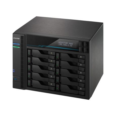 ASUSTOR NAS LOCKERSTOR 10 AS6510T 10-BAY 3,5&apos;&apos;/2x M.2 NVMe slots/Intel ATOM Quad-Core/8GB DDR4/2x10GbE/2x2.5GbE Port