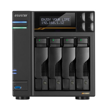 ASUSTOR NAS LOCKERSTOR 4 Gen3 AS6804T 4-BAY 3,5&apos;&apos;/4x M.2 NVMe slots/AMD Ryzen Quad-Core/16GB DDR5/2x 10 GbE, 2x5GbE Port