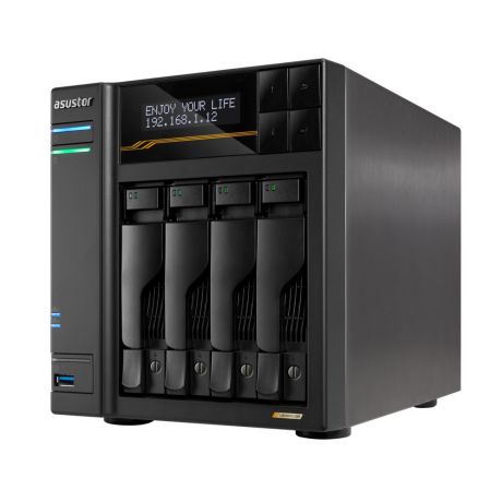 ASUSTOR NAS LOCKERSTOR 4 Gen3 AS6804T 4-BAY 3,5&apos;&apos;/4x M.2 NVMe slots/AMD Ryzen Quad-Core/16GB DDR5/2x 10 GbE, 2x5GbE Port