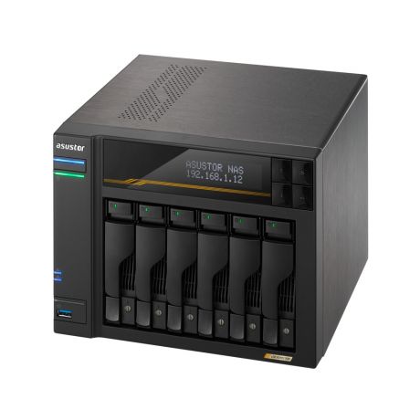 ASUSTOR NAS LOCKERSTOR 6 Gen3 AS6806T 6-BAY 3,5&apos;&apos;/4x M.2 NVMe slots/AMD Ryzen Quad-Core/16GB DDR5/2x 10 GbE, 2x5GbE Port