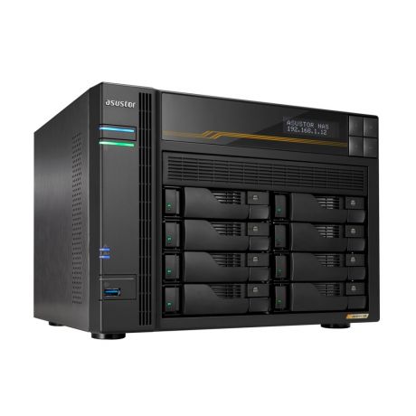 ASUSTOR NAS LOCKERSTOR 8 Gen3 AS6808T 8-BAY 3,5&apos;&apos;/4x M.2 NVMe slots/AMD Ryzen Quad-Core/16GB DDR5/2x 10 GbE, 2x5GbE Port