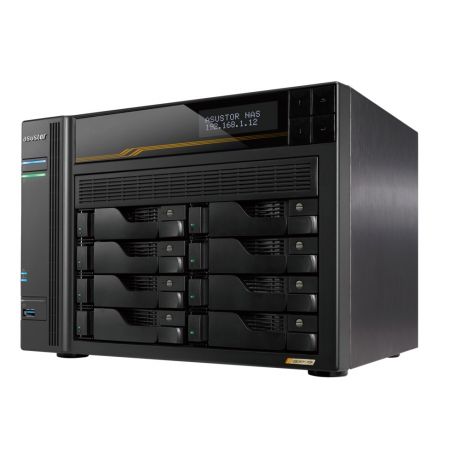 ASUSTOR NAS LOCKERSTOR 8 Gen3 AS6808T 8-BAY 3,5&apos;&apos;/4x M.2 NVMe slots/AMD Ryzen Quad-Core/16GB DDR5/2x 10 GbE, 2x5GbE Port