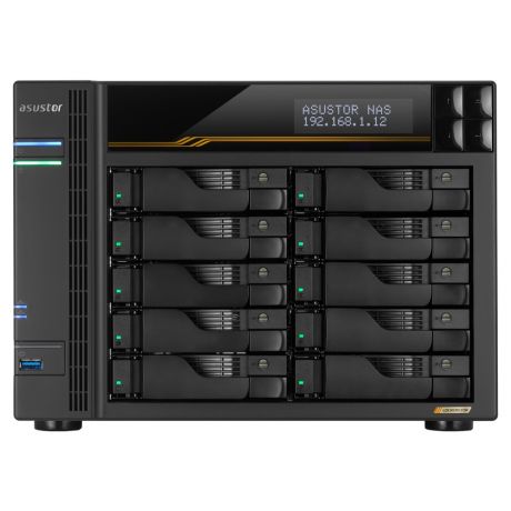 ASUSTOR NAS LOCKERSTOR 10 Gen3 AS6810T 10-BAY 3,5&apos;&apos;/4x M.2 NVMe slots/AMD Ryzen Quad-Core/16GB DDR5/2x 10 GbE, 2x5GbE Port