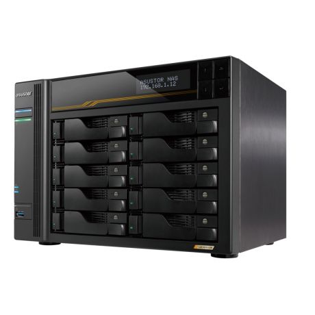 ASUSTOR NAS LOCKERSTOR 10 Gen3 AS6810T 10-BAY 3,5&apos;&apos;/4x M.2 NVMe slots/AMD Ryzen Quad-Core/16GB DDR5/2x 10 GbE, 2x5GbE Port