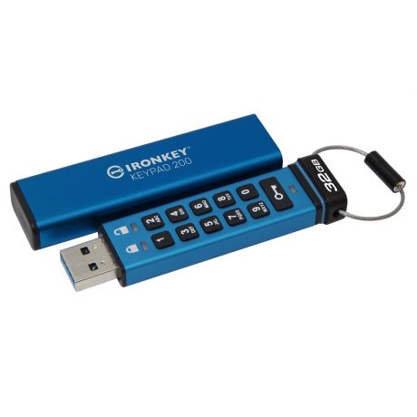 KINGSTON USB Stick IronKey Keypad 200 encrypted IKKP200/32GB, USB 3.2 Type A,Blue