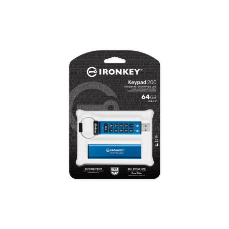 KINGSTON USB Stick IronKey Keypad 200 encrypted IKKP200/64GB, USB 3.2 Type A,Blue