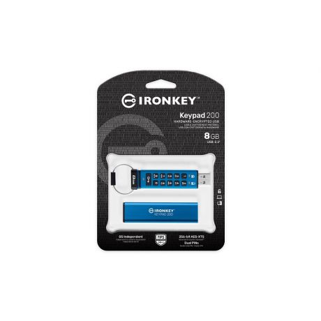 KINGSTON USB Stick IronKey Keypad 200 encrypted IKKP200/8GB, USB 3.2 Type A,Blue