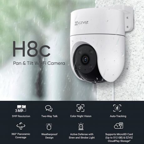 EZVIZ Wi-Fi Camera H8C 2K 3MP Pan Tilt Outdoor