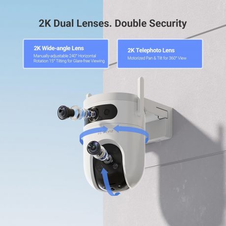 EZVIZ Wi-Fi Camera H9c 2K Dual Lens Pan Tilt Outdoor
