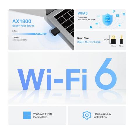 TP-LINK Wireless USB Adapter Archer TX20U Nano Wi-Fi 6 AX1800