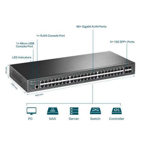 TP-LINK Switch TL-SG3452X, 48 port Gbit