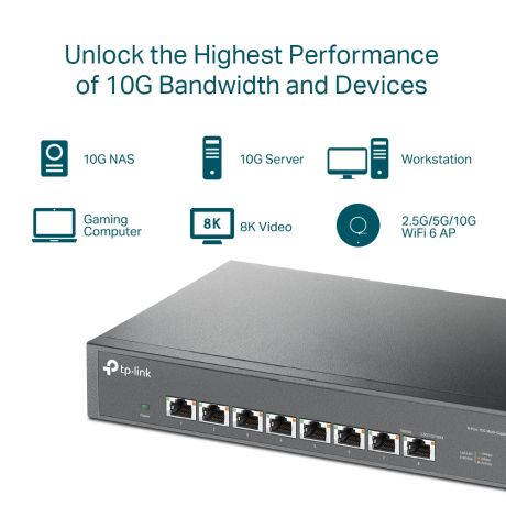 TP-LINK Switch TL-SX1008, 8x10GE Rackmount Metal 13&apos;&apos;