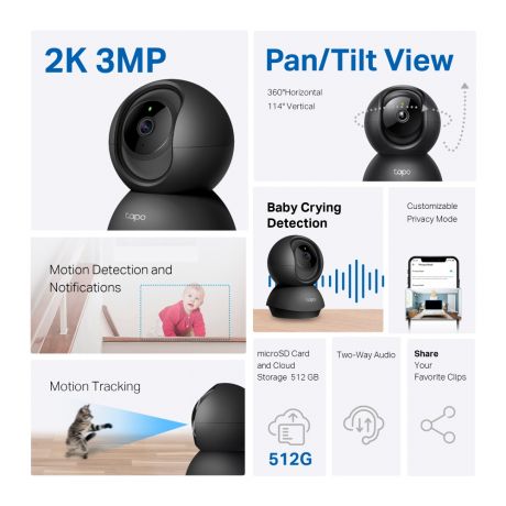 TP-LINK CAMERA TAPO C211 FULLHD+ WIFI PAN/TILT BLACK
