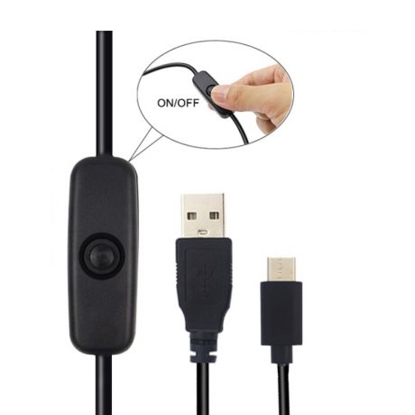Universal USB Type C 5V 3A Charging Cable for Raspberry Pi 4 Power Cable with ON/OFF Switch
