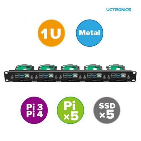 UCTRONICS 19 1U Rackmount for Raspberry Pi, SSD Bracket for Any 2.5