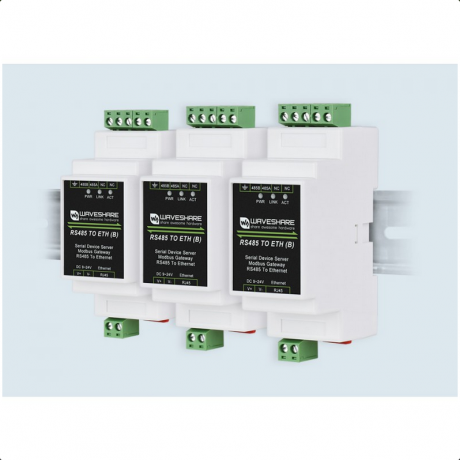 Industrial serial server, RS485 to RJ45 Ethernet (B), TCP/IP to serial, rail-mount support