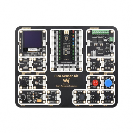Raspberry Pi Pico Entry-Level Sensor Kit, Including Pico Expansion Board and 15 common modules, All-in-one design
