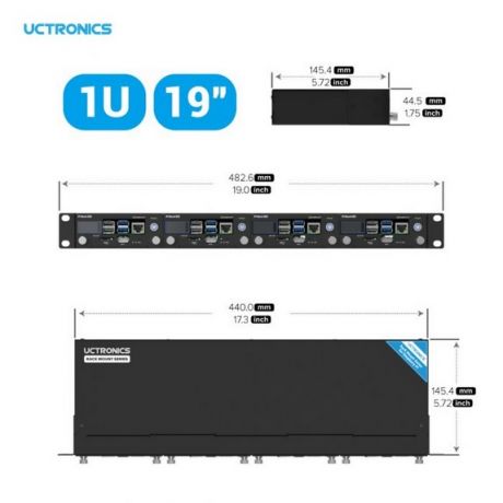 Pi Rack Pro for Raspberry Pi 4B, 19 1U Rack Mount, Support for 4 2.5SSDs, Secure Shutdown, 0.96 Color Display for Raspberry Pi