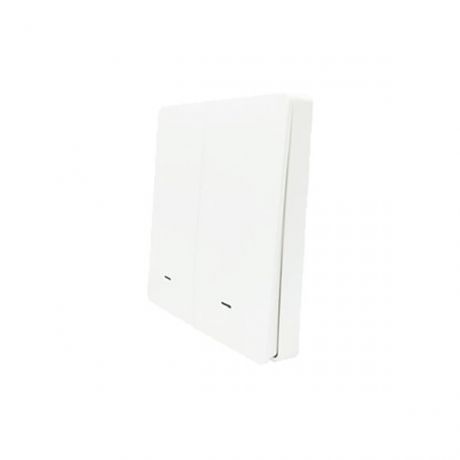 SmartWise BRFW2, a 2-button wireless RF wall switch, with white front panel