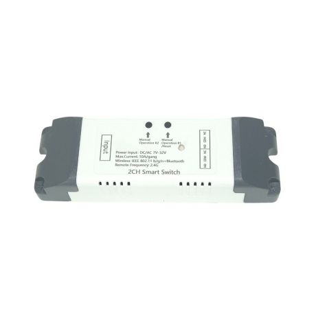 SmartWise 5V-32V Wi-Fi + Bluetooth 2-gang smart relay switch, NO/NC, dry contact, momentary, interlock, eWeLink compatible