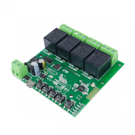 SmartWise 5V-32V 4-gang smart relay switch, with dry contact and momentary switch, eWeLink / Sonoff compatible, Wi-Fi