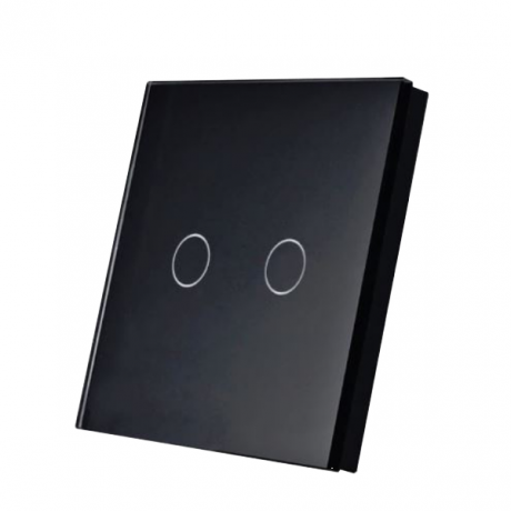 SmartWise wall switch glass touch front panel, black, 2-button