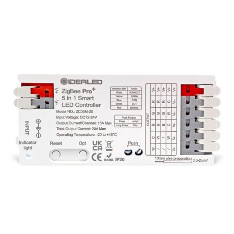 Gledopto GL-C-201P, Zigbee Pro 5-in-1 LED controller (Zigbee+RF) 12V-54V DC