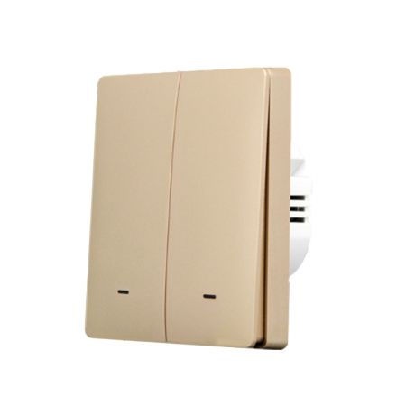 SmartWise B62 UNI Zigbee 3.0 + RF, 2-gang smart wall switch, universial wiring, physical push-button, gold colour