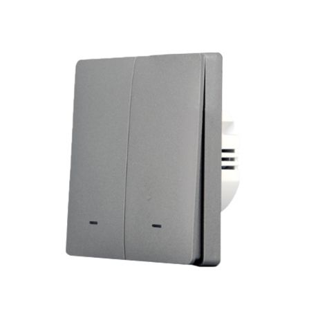 SmartWise B62 UNI Wi-Fi + eWeLink-Remote, 2-gang smart wall switch, universial wiring, physical push-button, grey