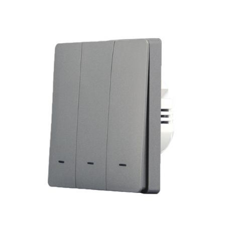 SmartWise B63 UNI Zigbee 3.0 + RF, 3-gang smart wall switch, universial wiring, physical push-button, grey