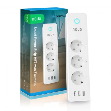NOUS A5T smart Wi-Fi power strip (3-gang + 3 USB-A), Tasmota firmware