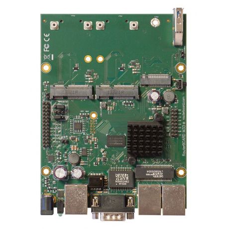 MikroTik RBM33G, Dual-Core 880MHz, 256MB, 3xGigabit, 2x miniPCIe, 2xSIM card slot, L4