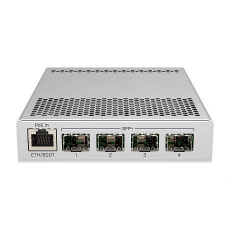 MikroTik CRS305-1G-4S+IN, 800MHz, 512MB, 4xSFP+, 1xGigabit, PoE in, 2x DC jack for redundancy, L5