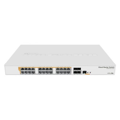 MikroTik CRS328-24P-4S+RM, Dual Core 800MHz, 512MB, 24xGigabit, 4xSFP+, 24x PoE+ 802.3at/af and 24V Passive PoE, L5