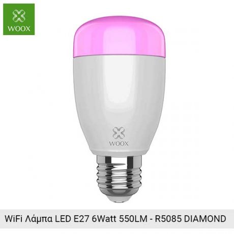 WOOX Smart RGBW LED WiFi Λάμπα 6W E27 με εφαρμογή για απομακρυσμένο έλεγχο - R5085 DIAMOND