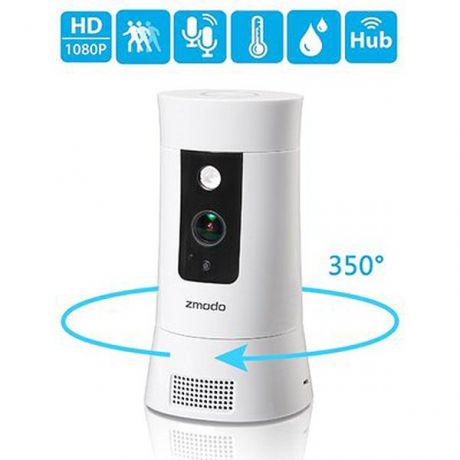 IP 1080p WiFi Κάμερα Full HD Zmodo Pivot Cloud 350° Περιστρεφόμενη με 4 μαγνητικές επαφές πόρτας- SD-H2002